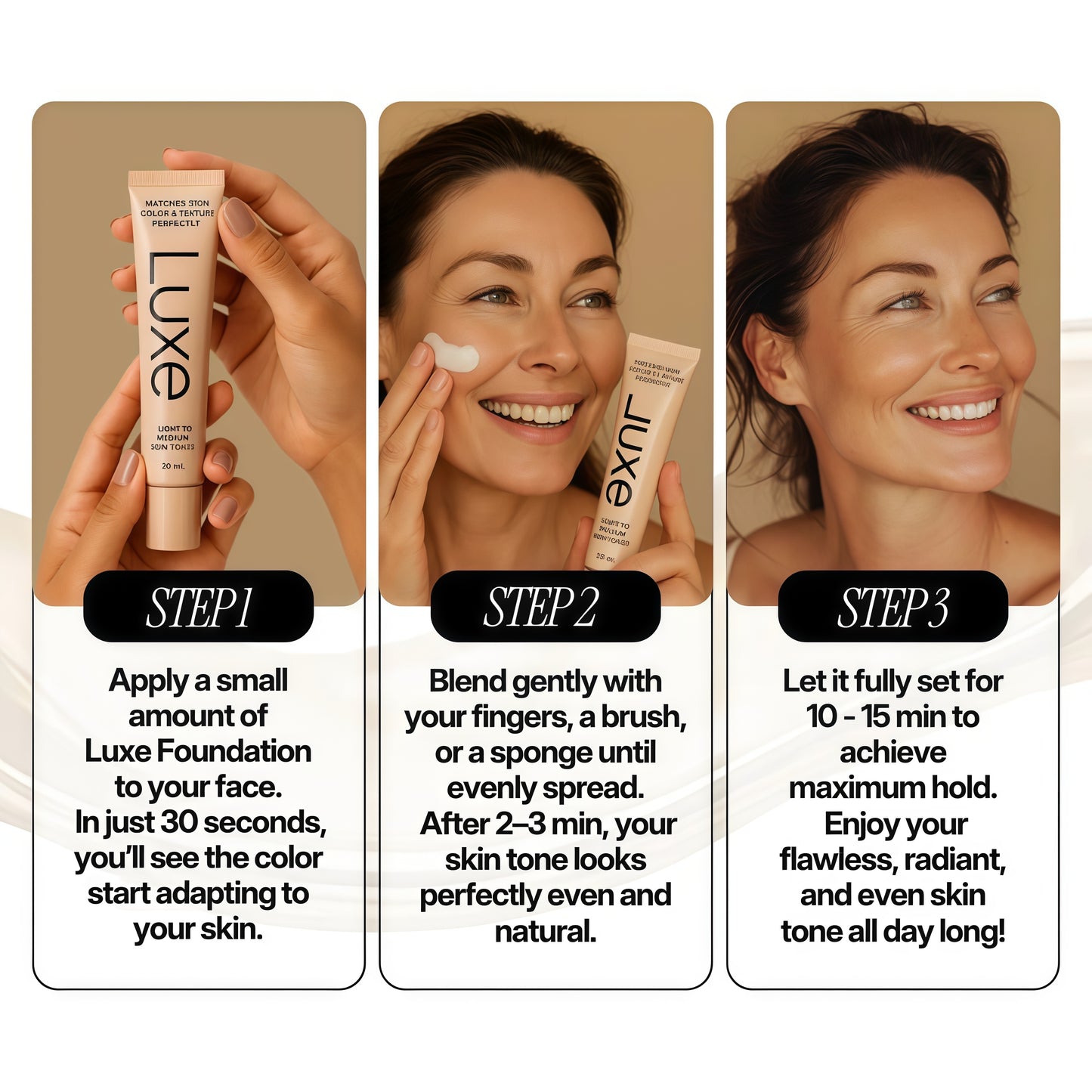 Luxe Color Changing Foundation for Women – Instantly Adapts to Your Skin Tone – Buildable Light-to-Medium Coverage – 12-Hour Wear – Natural Dewy Finish - Light