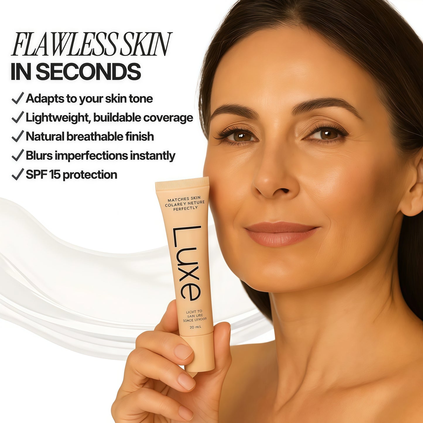 Luxe Color Changing Foundation for Women – Instantly Adapts to Your Skin Tone – Buildable Light-to-Medium Coverage – 12-Hour Wear – Natural Dewy Finish - Light